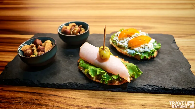 assorted nuts and canapes